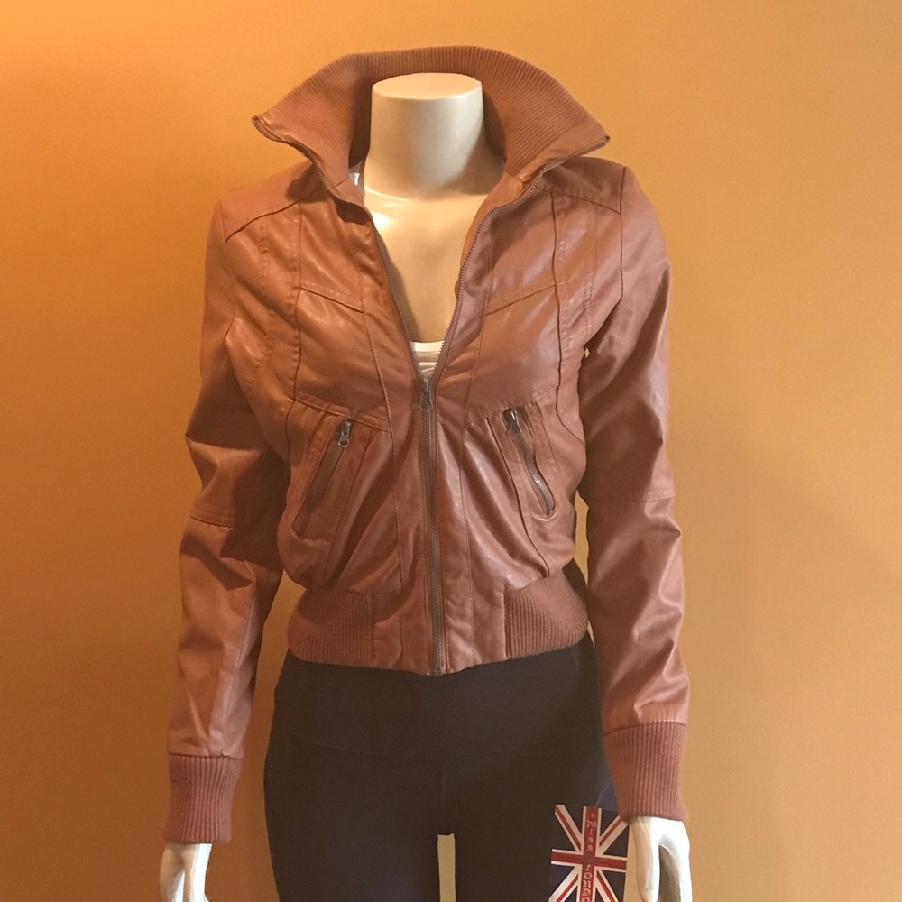 Miss London Faux Leather Bomber Small